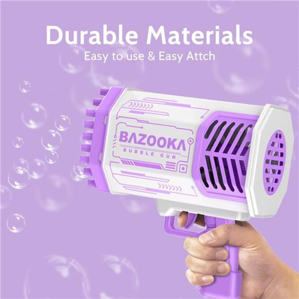 Bubble Machine Gun, Purple Bubble Gun with Lights/ Bubble Solution